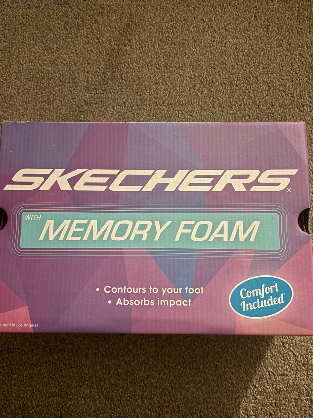 Skechers Women's Purple and Teal Memory Foam Sneaker Box Graphic